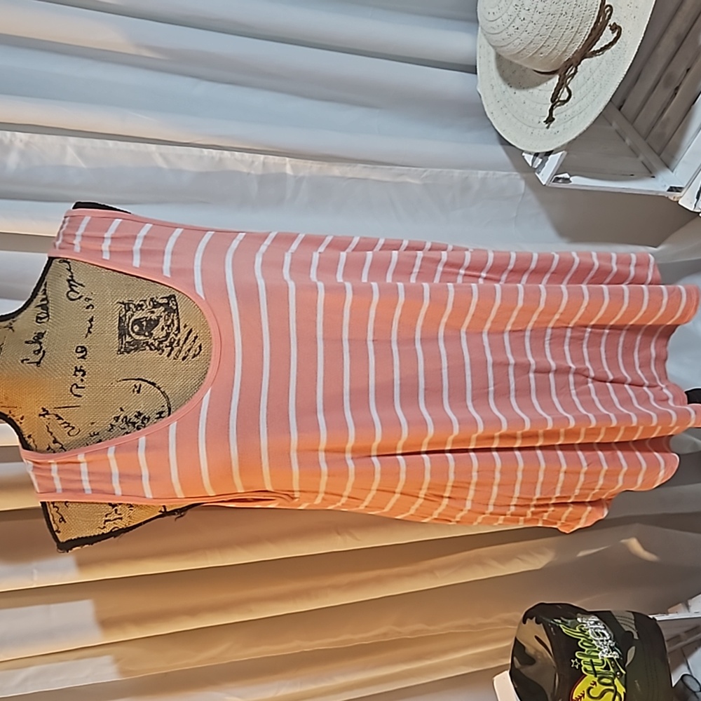 ZENANA PREMIUM CORAL/ORANGE WITH WHITE STRIPES SIZE 2X
